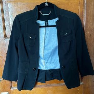 WHBM Black 3/4 Sleeve Peplum Blazer